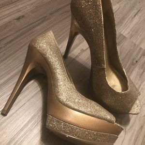Gold Glitter Heels
